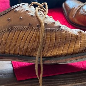 Stacy Adams Rodano Leather sole Lizard Cap Toe Oxford Shoes Tan 25527-240